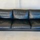 Vintage danish soren holst black leather 3 seater sofa with aluminium legs