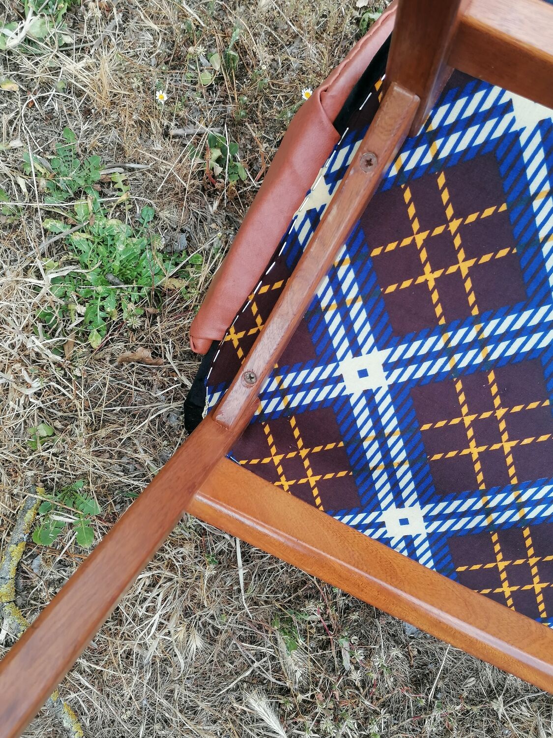 Vintage armchair skaï and velvet SNA Roset.