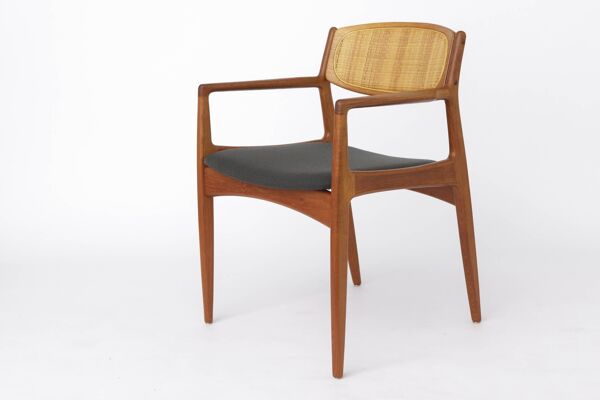 Fauteuil Danois en Teck et Rotin par Ib Kofod-Larsen, 1960s, Modèle 4325
