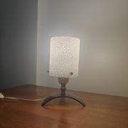 Vintage tripod lamp 60s/70s – Smoked Plexiglass, Brass & Frosted granite glass