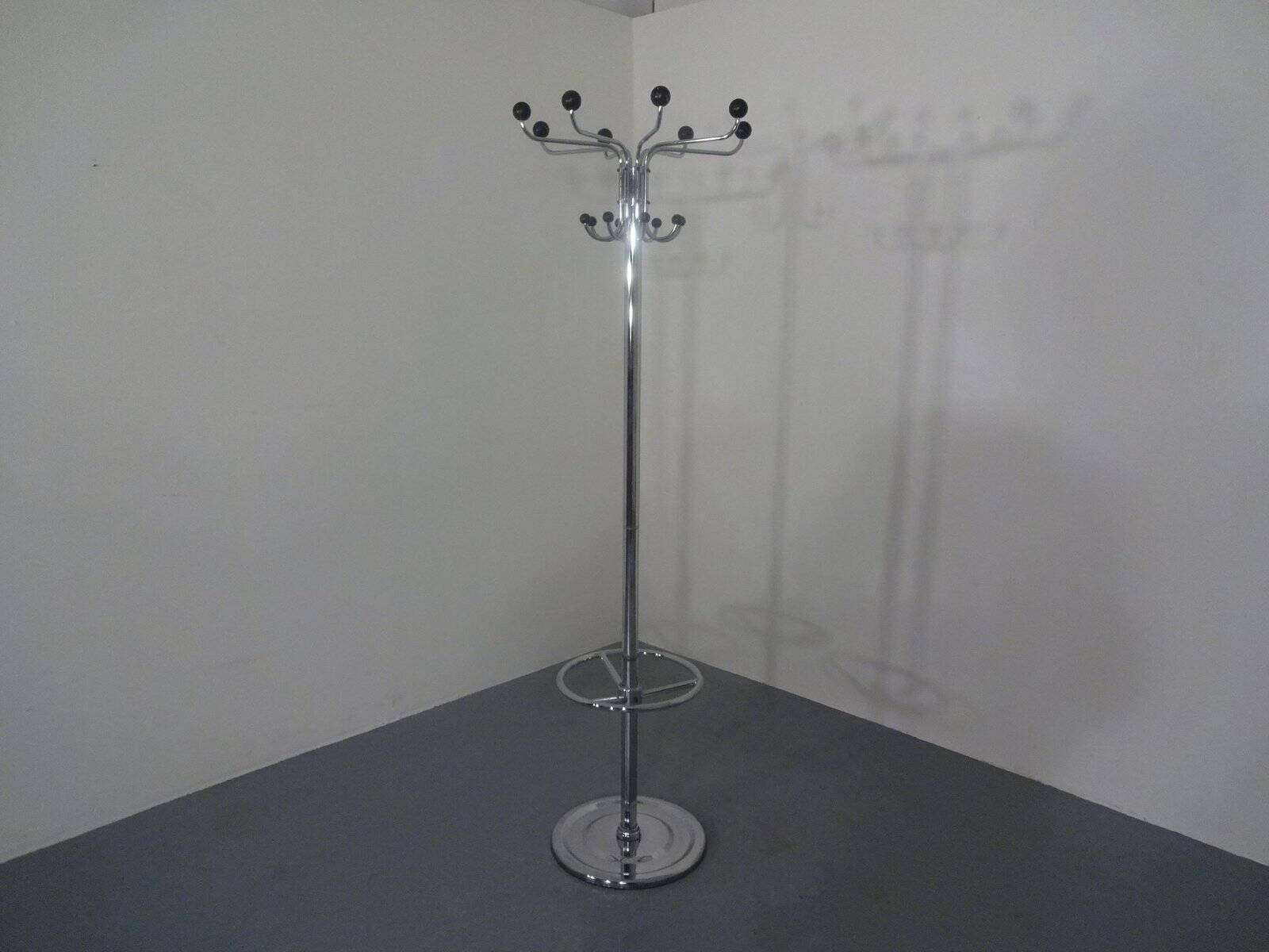 French chrome-plated steel tubular coat rack, 1940s