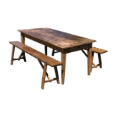 Table de ferme et sa paire de bancs
