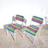Pair of children's chairs with Ikea Fargglad scoubidou pattern