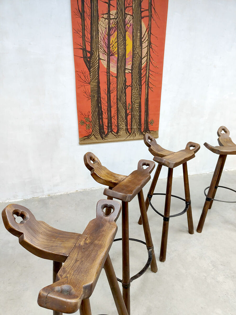Tripod vintage brutalist spanish barstools
