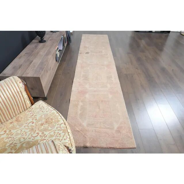 Tapis de couloir Oushak turc en laine et coton fait main, années 1970