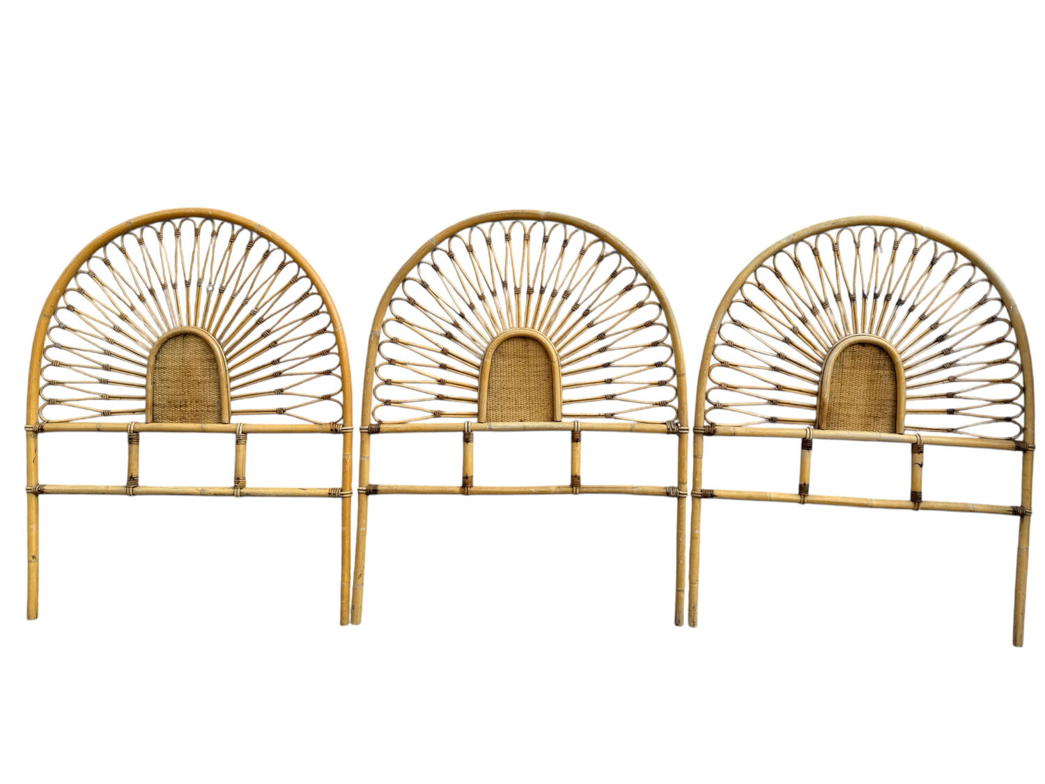 Set of 3 rattan headboards, France 60s