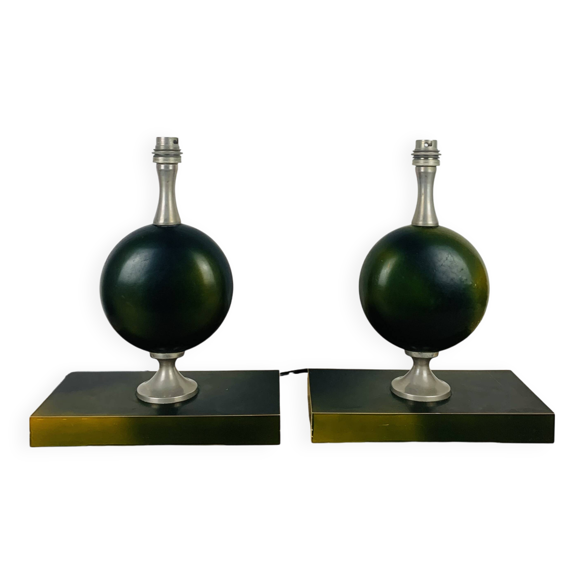 Paire de lampes Philippe Barbier années 70, vert