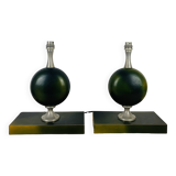 Paire de lampes Philippe Barbier années 70, vert