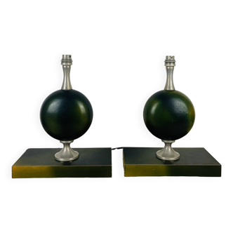 Paire de lampes Philippe Barbier années 70, vert
