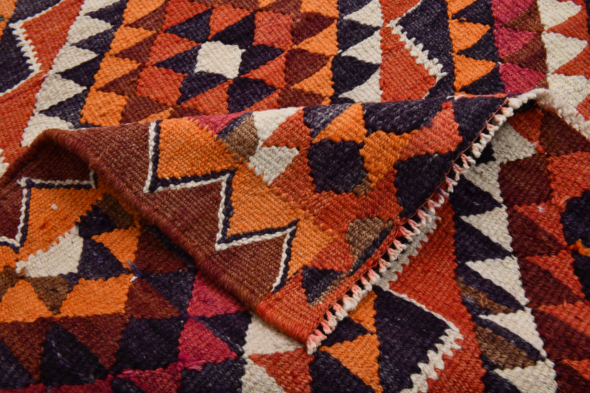 Bold multicolor kilim runner rug,92x395cm