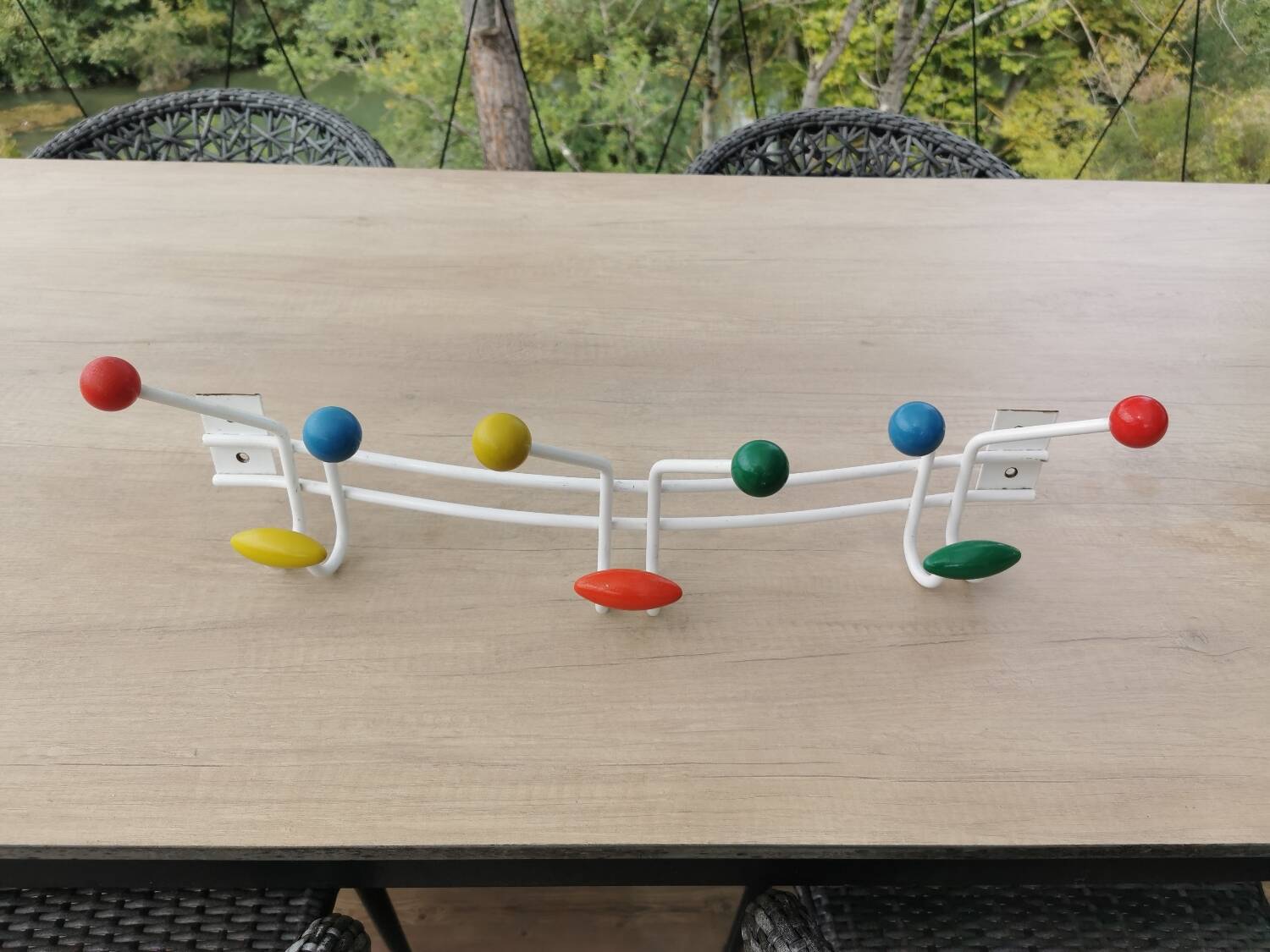 Large vintage coat rack in POP colors