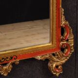 Miroir toscan laqué et doré du XXe siècle