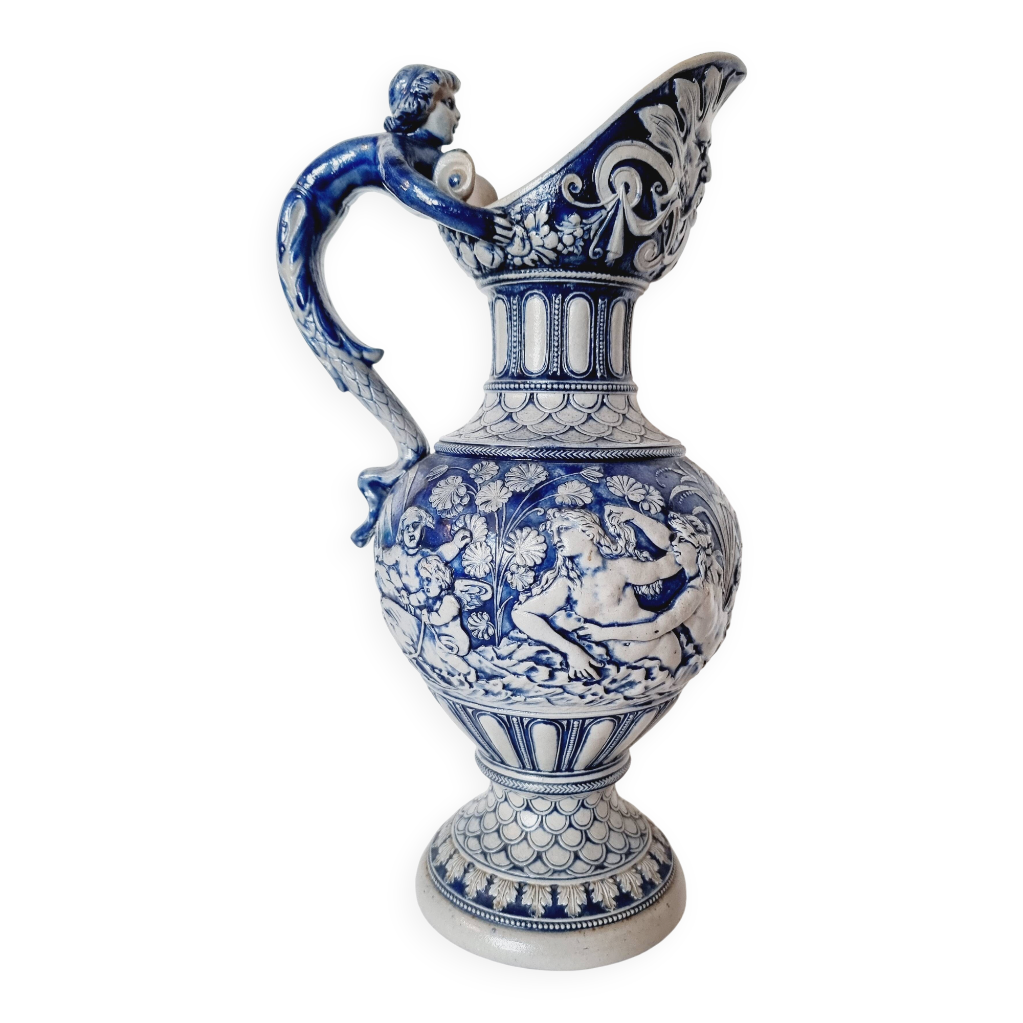 salt-glazed stoneware jug in German style, made by the prestigious house