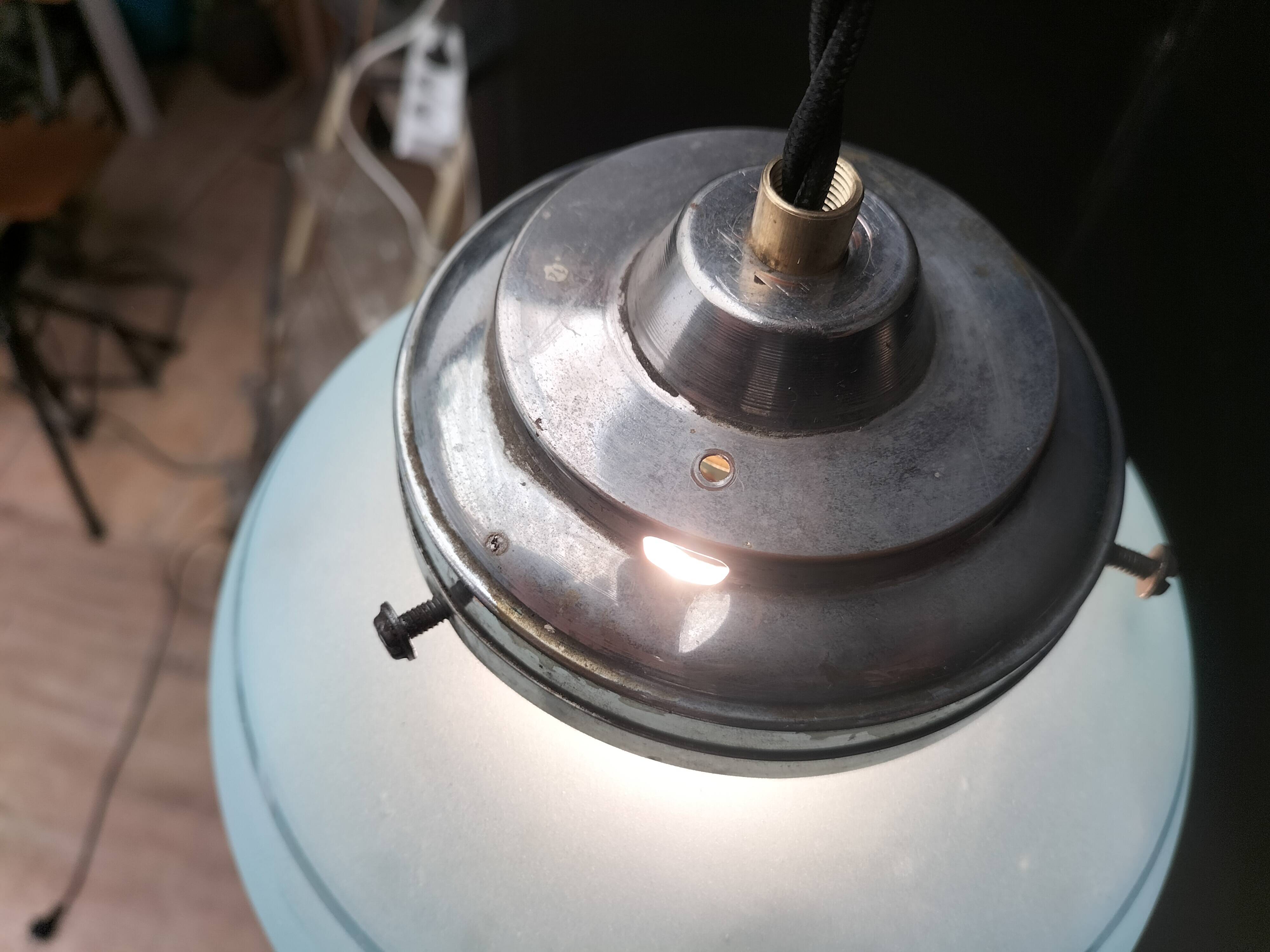 Blue glass ball pendant light