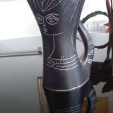 Michel BARBIER (1931-2005) in Vallauris PITCHER with wide cupped neck, baluster body with handle