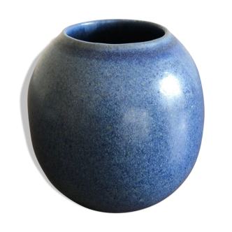 Small blue ceramic jar enamelled from Taizé, probably from the 70s