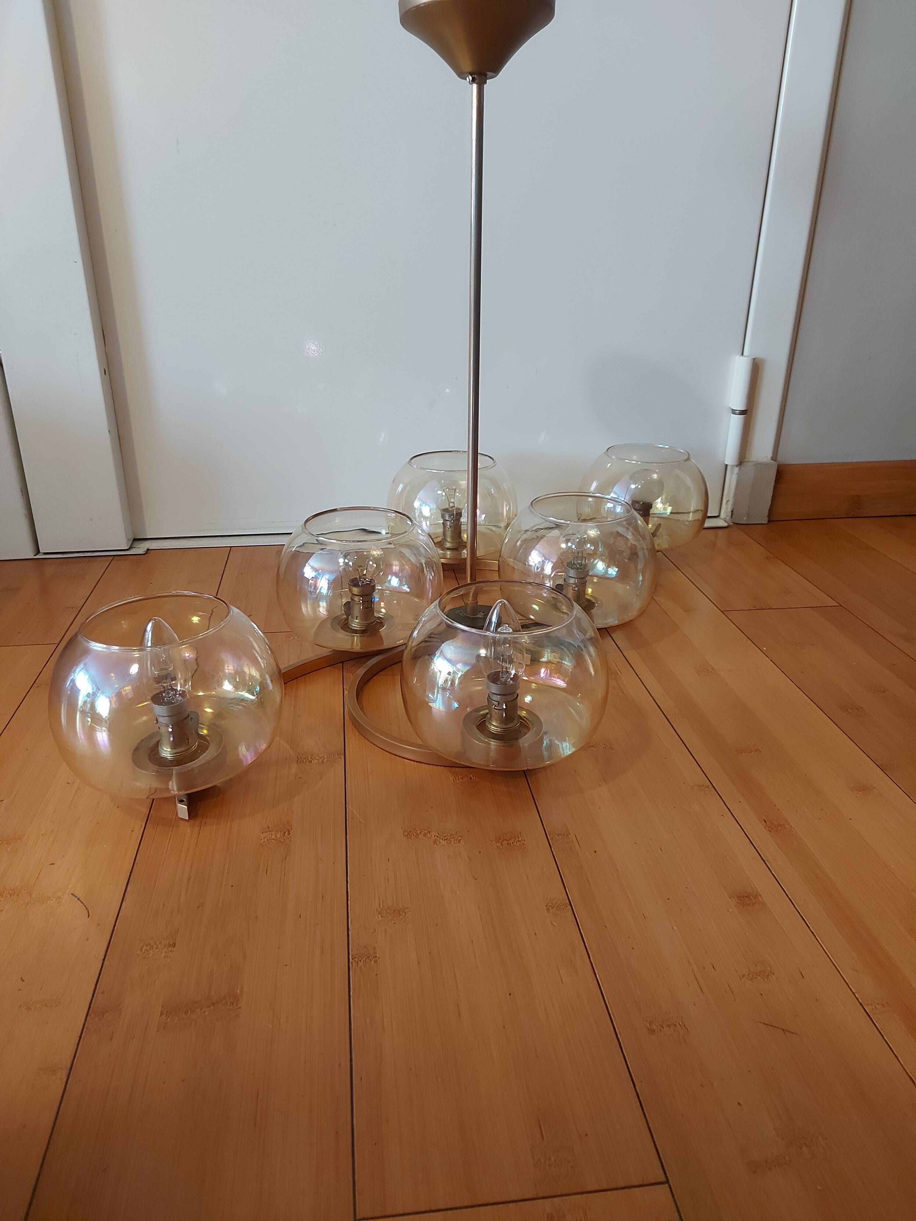 Lustre en laiton doré années 50'S
