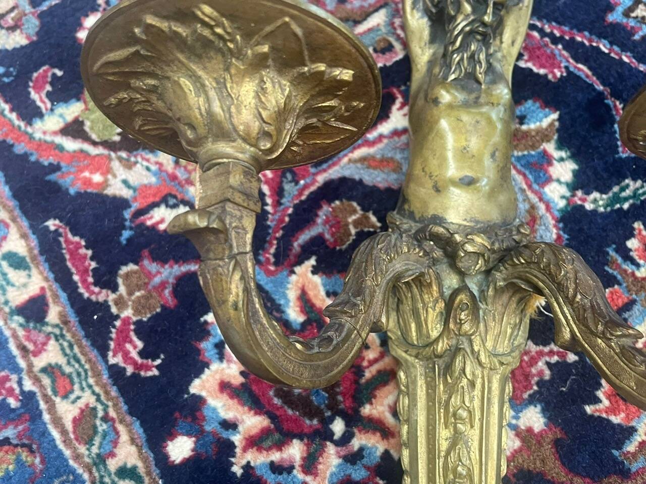 Pair of gilt bronze wall sconces with caryatid and Atlante decoration, 18th century.