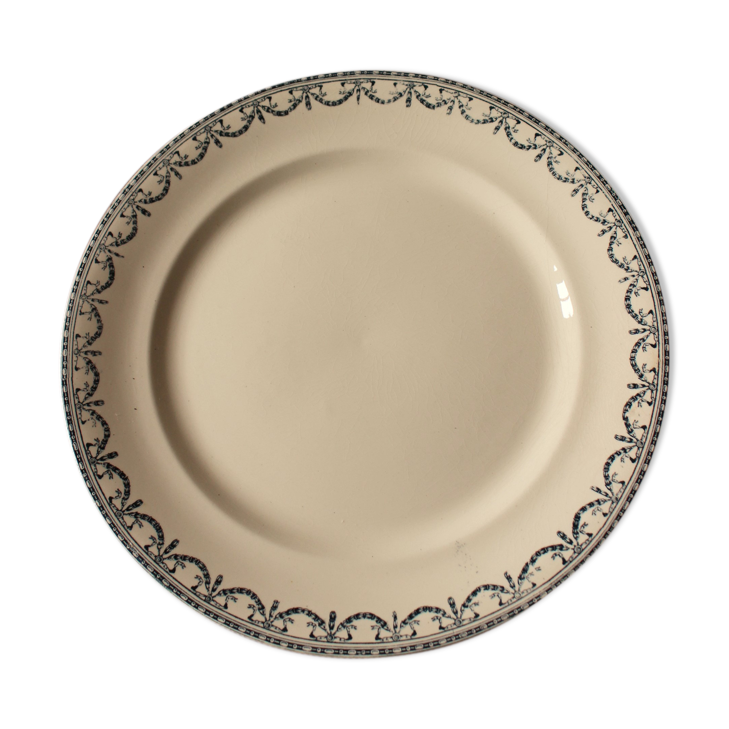 Round Dish Blue Iron Earth Salins Garlands Louis XVI