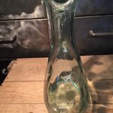 Bluish green glass decanter