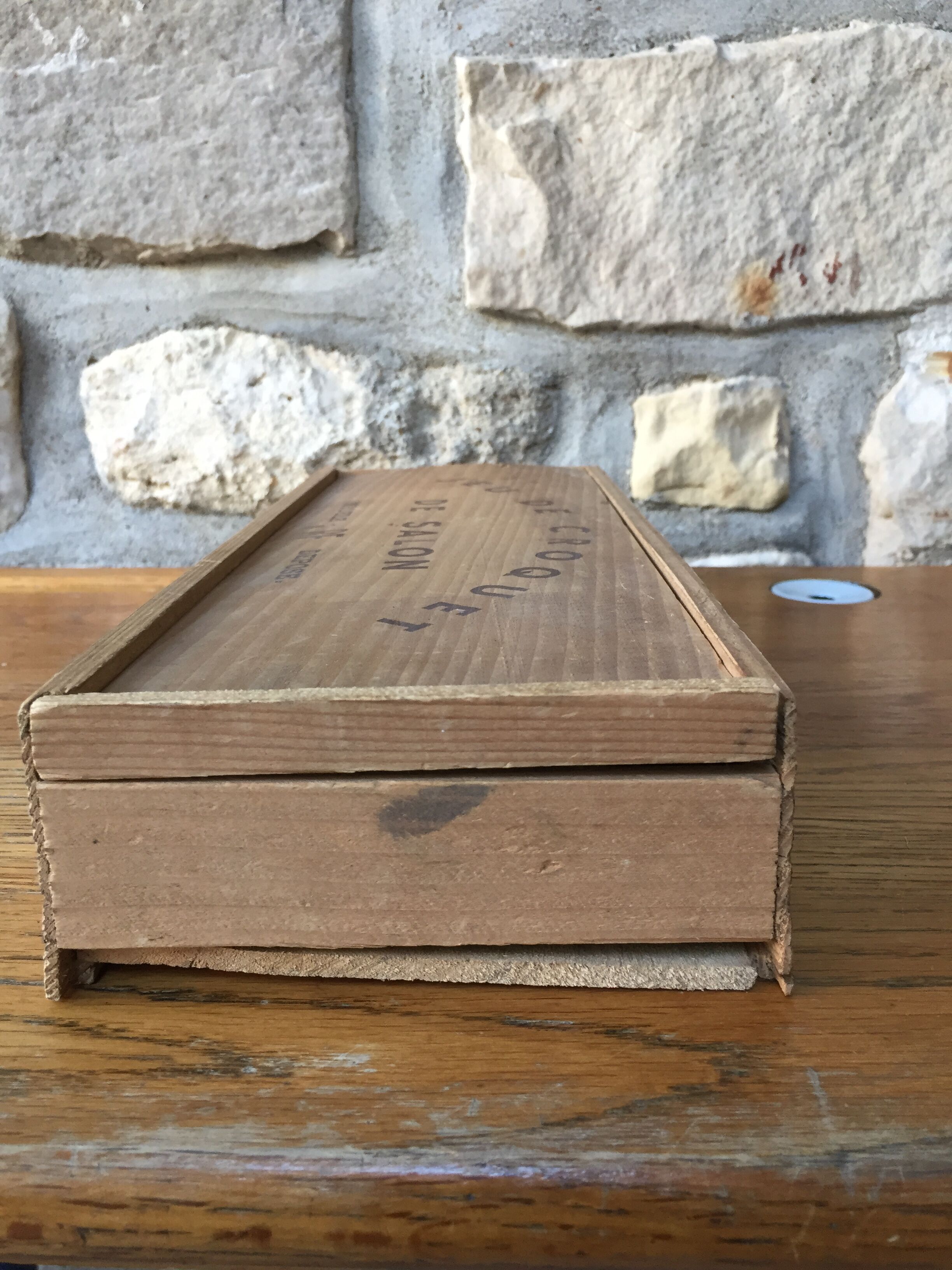 Old wooden lounge croquet game in its box