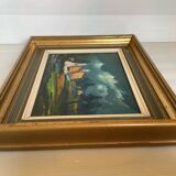 Landscape painting oil on hardboard signed Louwagie