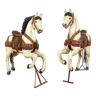 Set of two wooden carousel horses