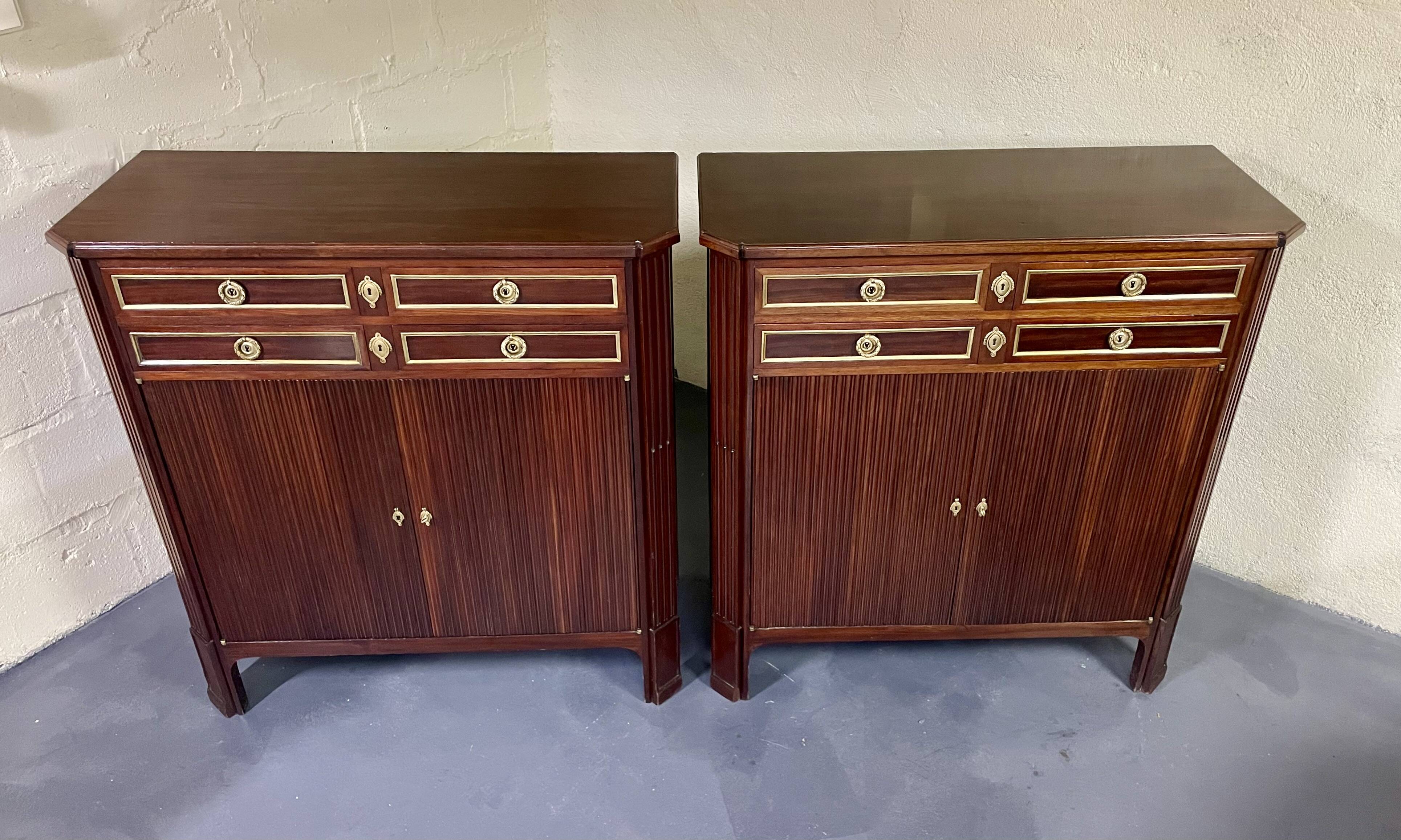 Pair of Louis XVI style mahogany sideboards