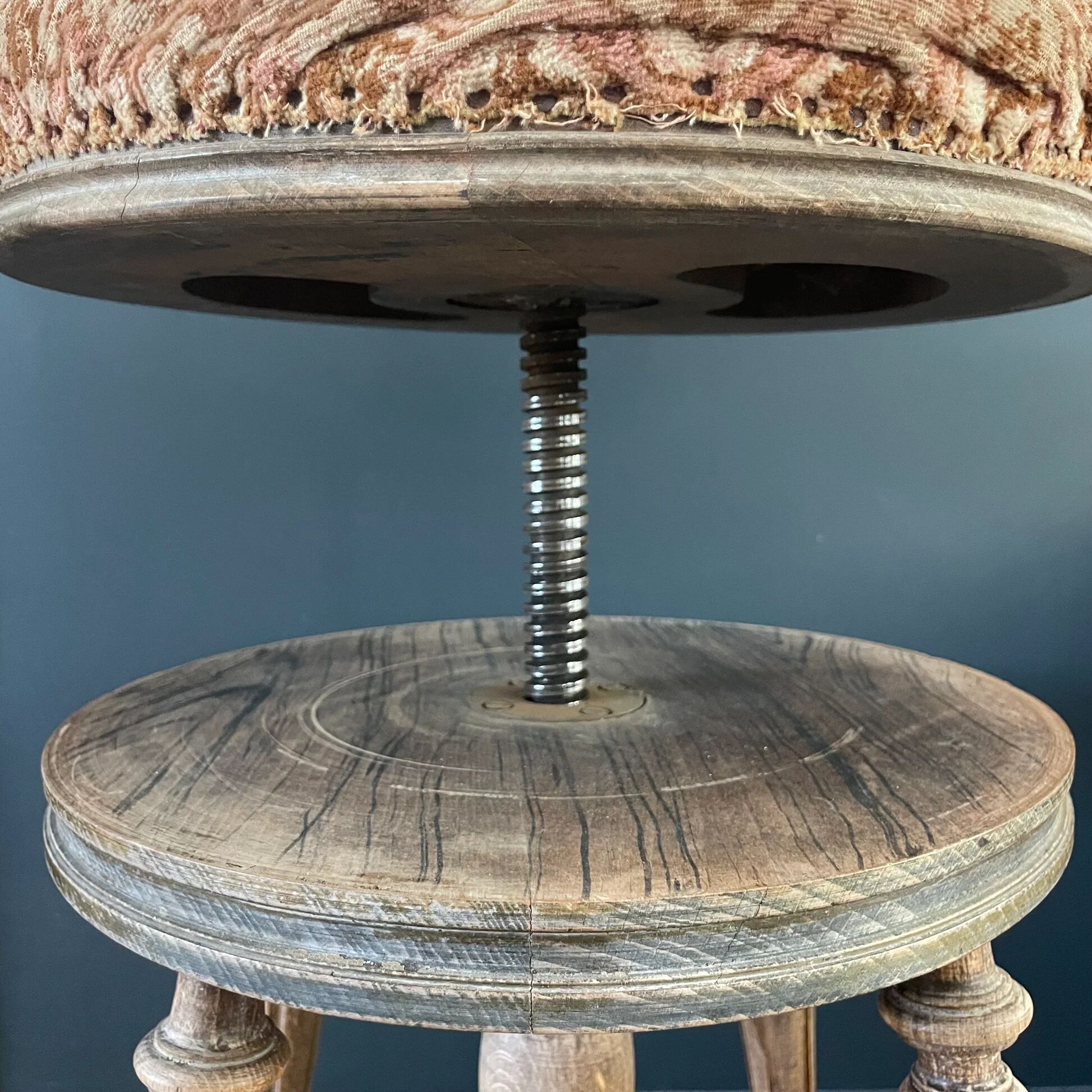 Antique turned wooden piano stool