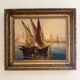 Very old painting of a Mediterranean port.