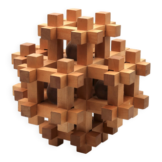Japanese wooden puzzle sculpture by Sori Yanagi for Kumiki from the 1970s.