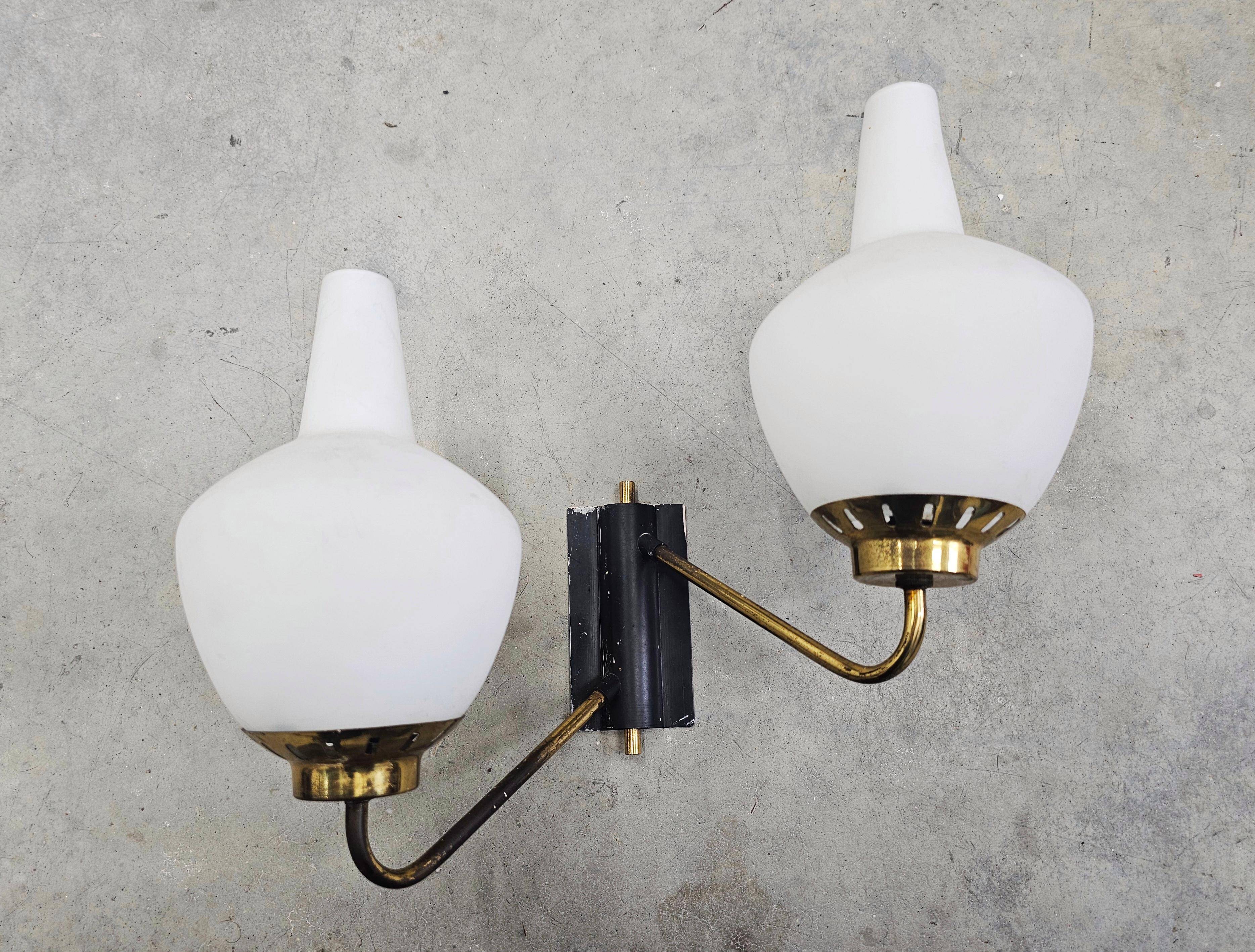 Mid-Century Modern wall lights attributed to Stilnovo 1950s