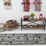 Black & beige turkish runner rug 72x284cm