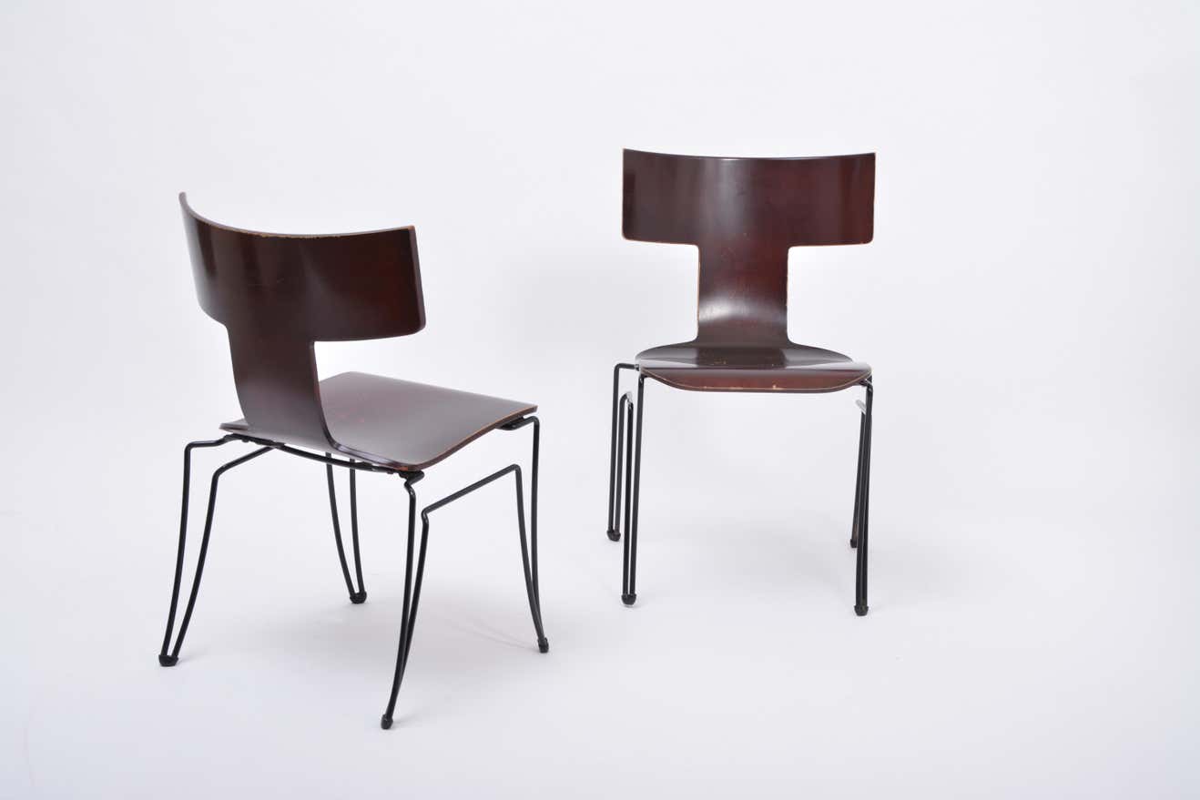 Pair of vintage Anziano dining chairs by John Hutton for Donghia