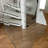 McGuire Bamboo Table – wheat sheaf base, round glass top