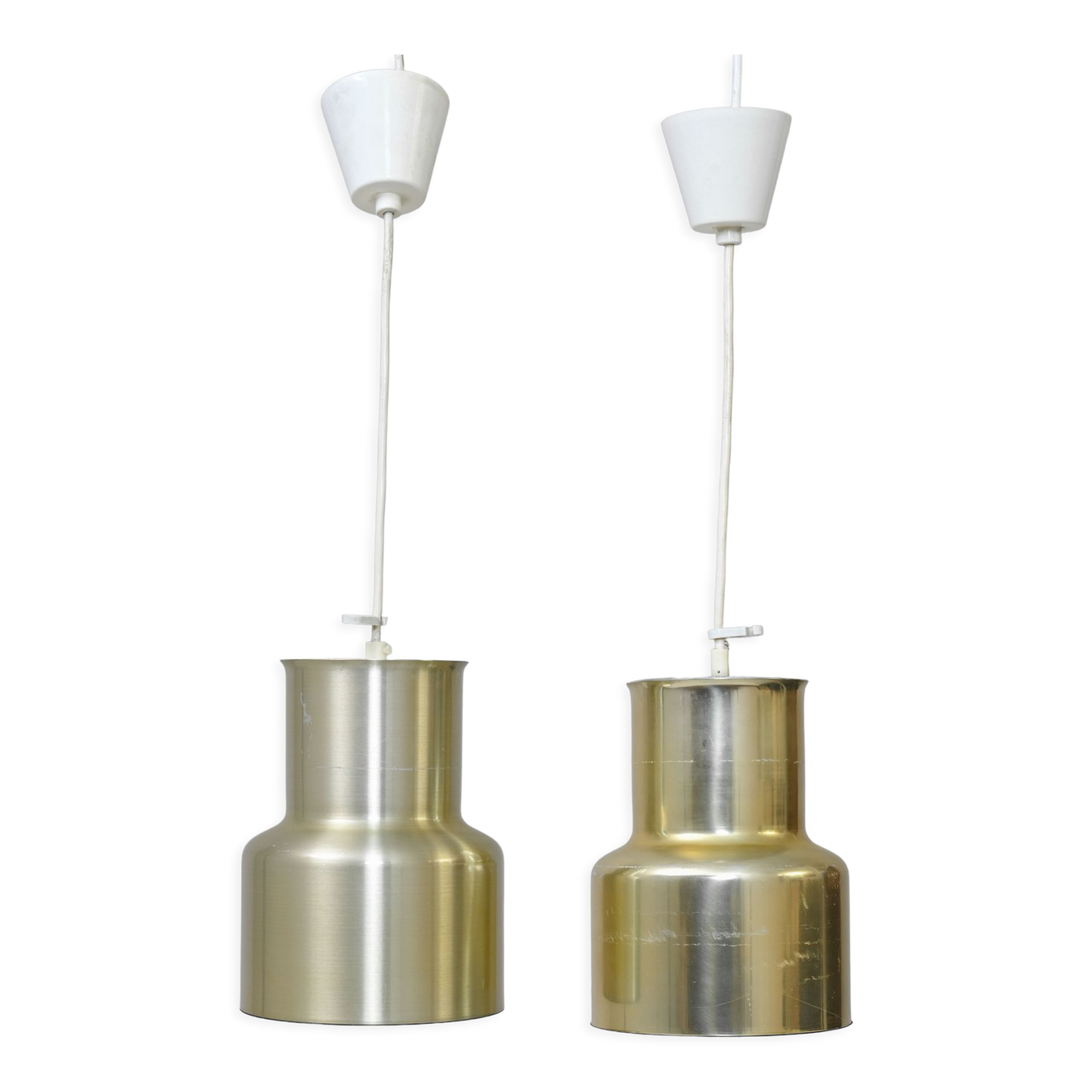 Pair of vintage gold pendant lights