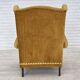 1970s, Danish high back armchair, furniture velour, oak wood legs.