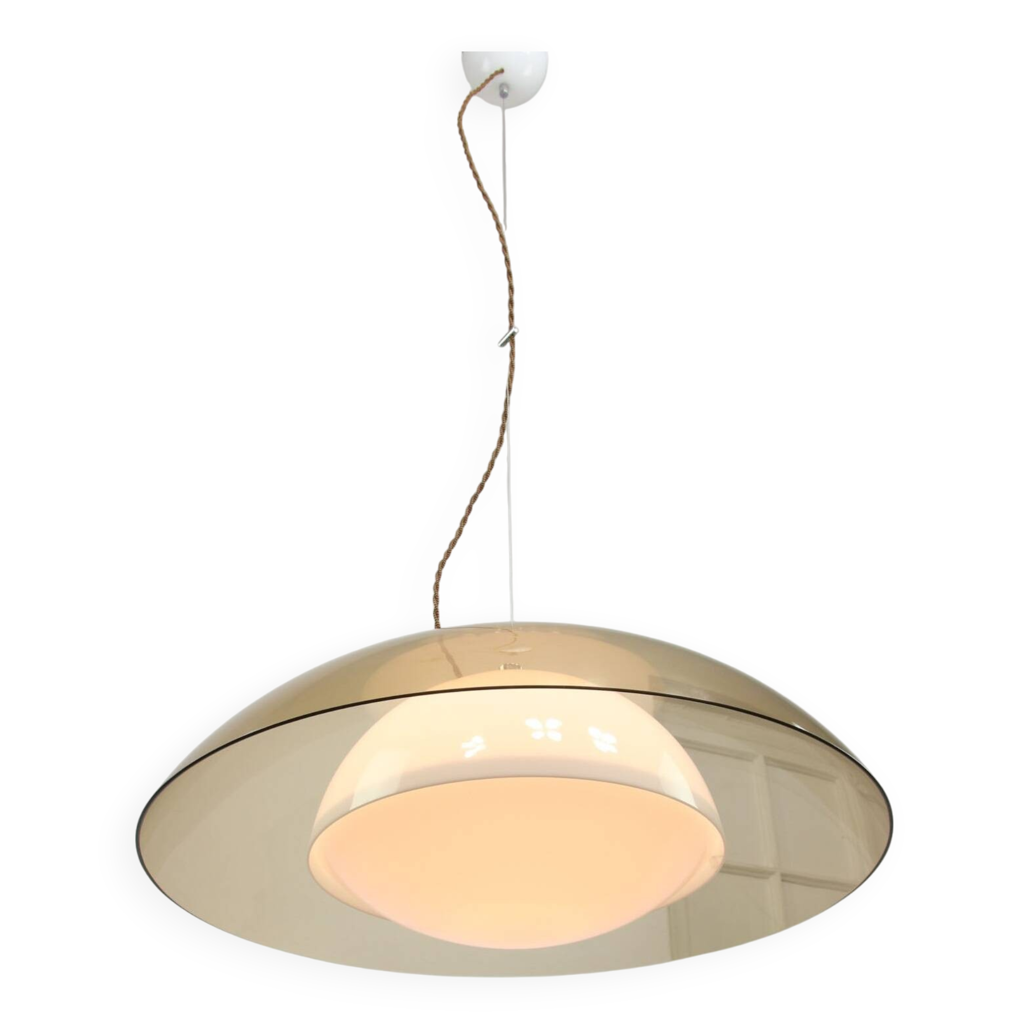 Rare UFO Space Age Lamp from Guzzini in Light Brown, 1970s