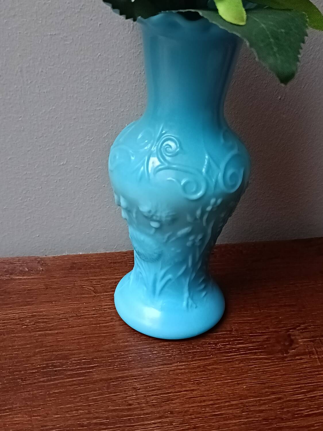 Small blue opaline vase