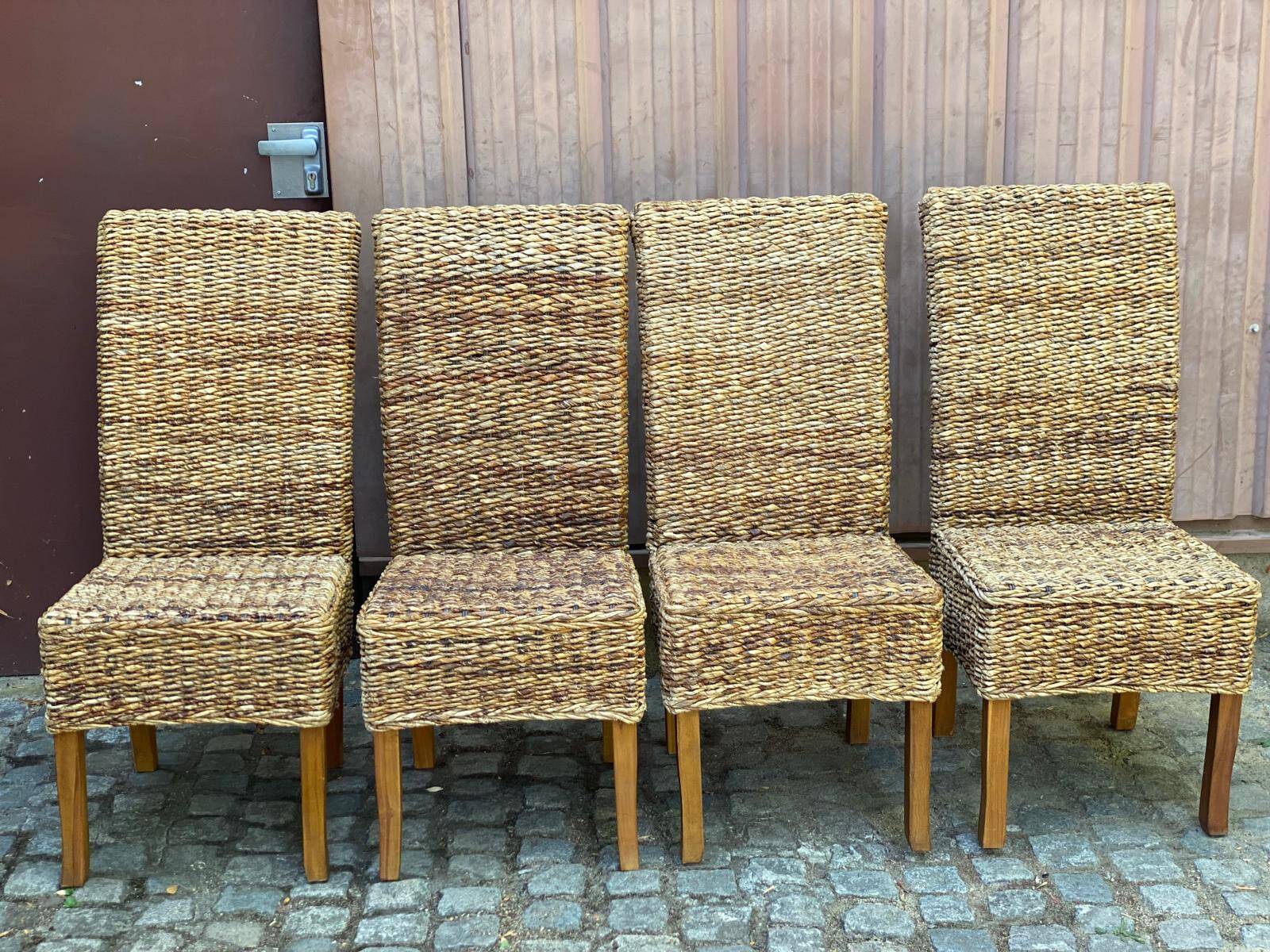 4 chaises de salle à manger en jonc de mer abaca ou bananier
