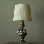 Antique Table Lamp in Patinated Brass and Silver, 19th Century