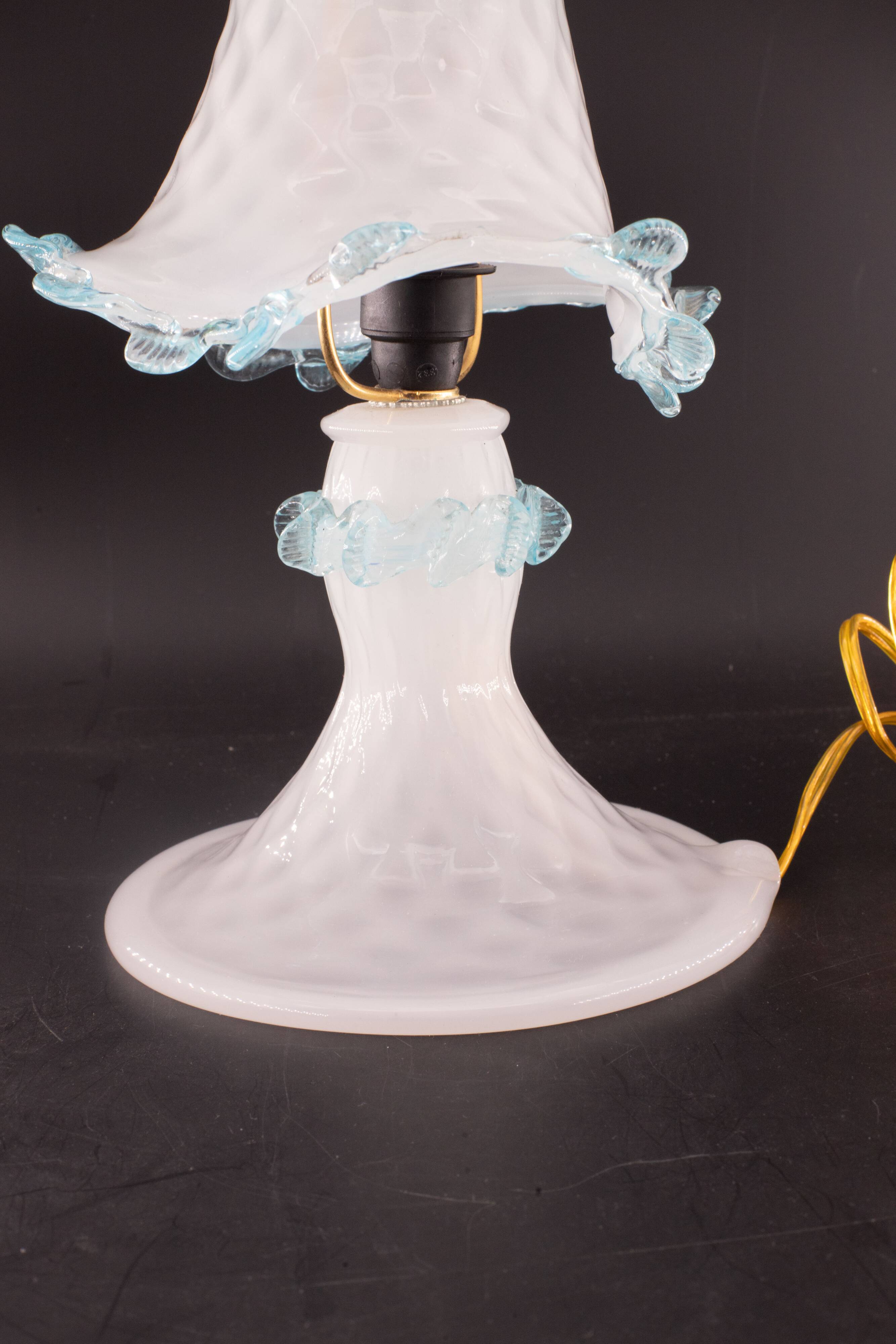 Petite Murano Blu and Trasparent Bubble Glass Table Lamps
