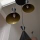 Vintage large chandelier with 3 tulips in black and gold Diabolo.