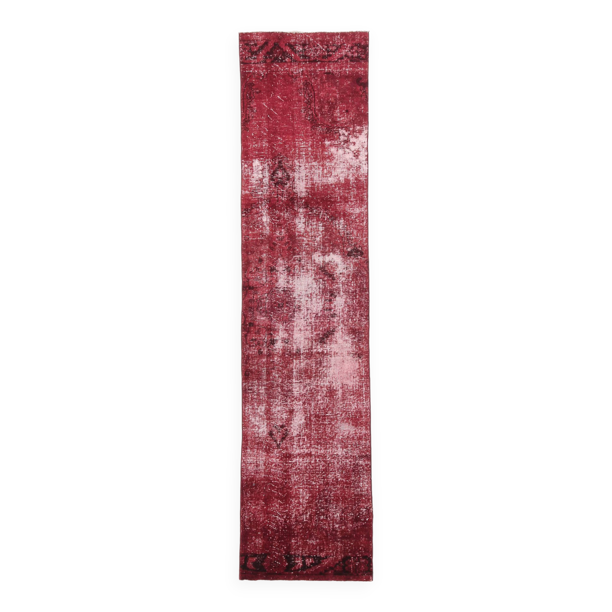 3x11 Shade Of Wine Red Handmade Turkish Vintage Runner Rug