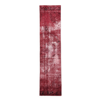 3x11 Shade Of Wine Red Handmade Turkish Vintage Runner Rug