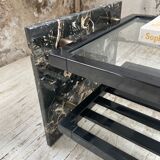 Coffee table year 80 Italian marble and glass