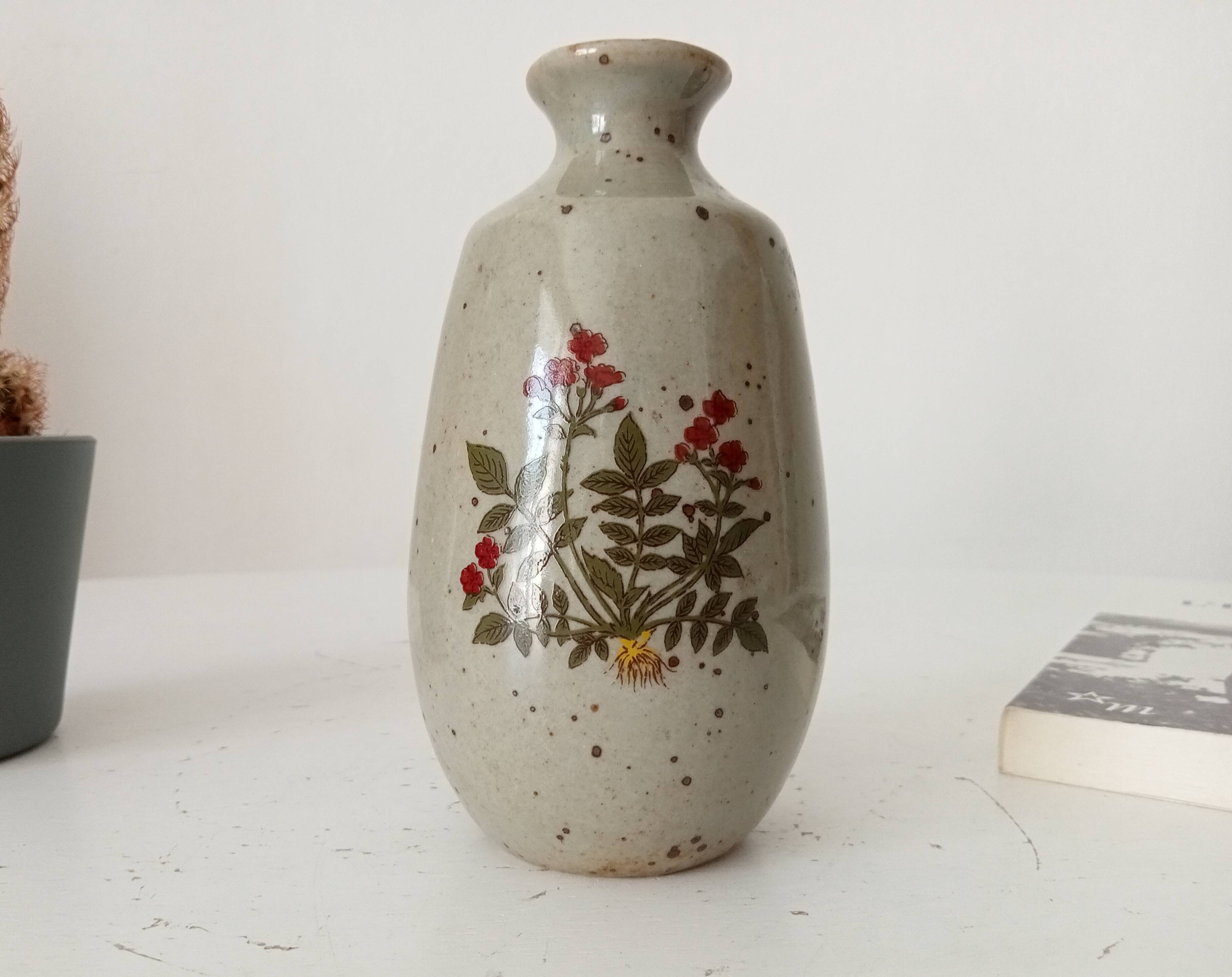 Petit vase vintage japonais en grès moucheté