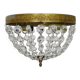 Old crown ceiling light with 2 bulbs, half basket with glass pendants.