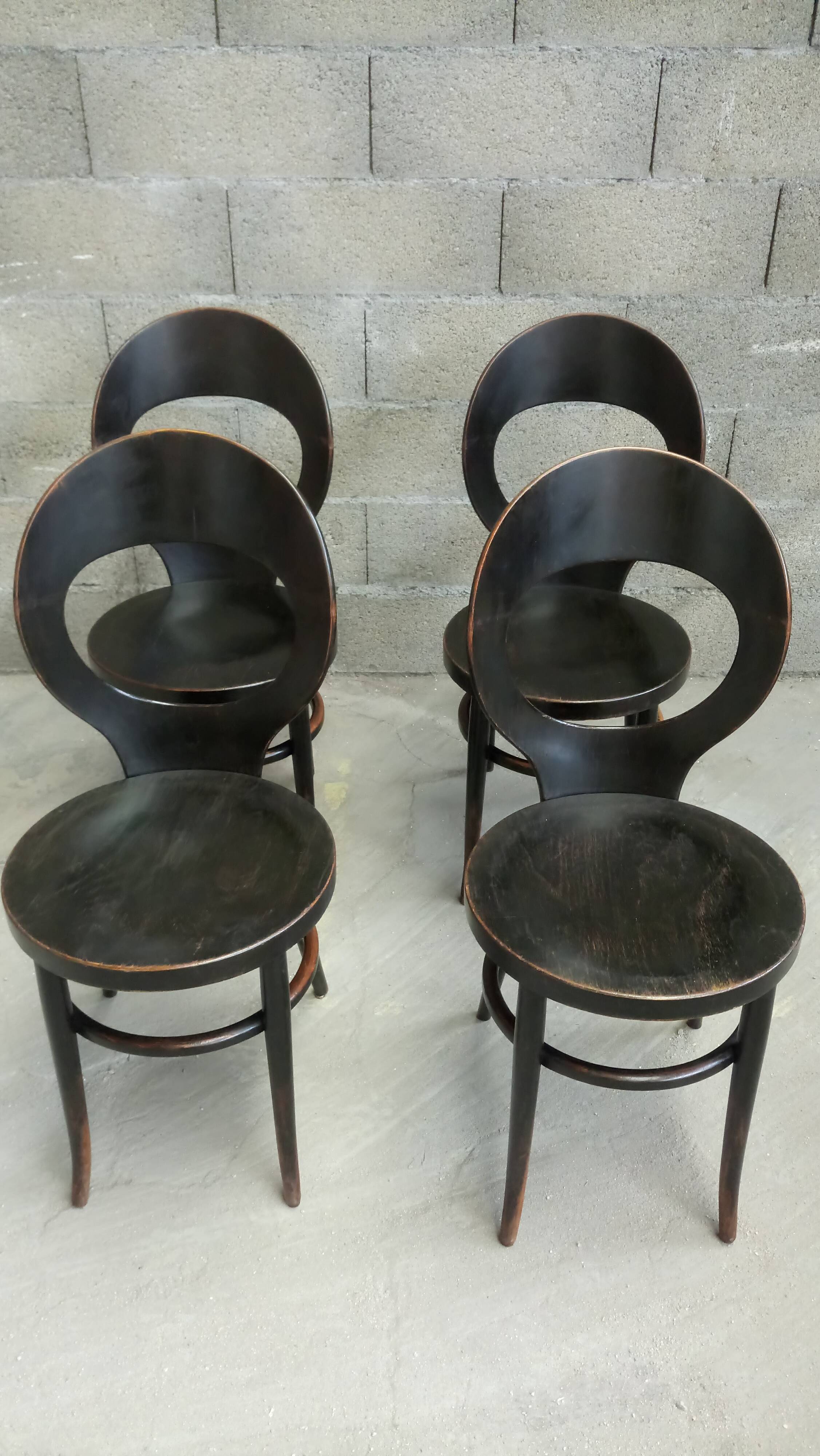 4 chairs model Seagull design black Baumann vintage