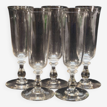 5 Old Baccarat Crystal Champagne Flutes? Saint Louis ?